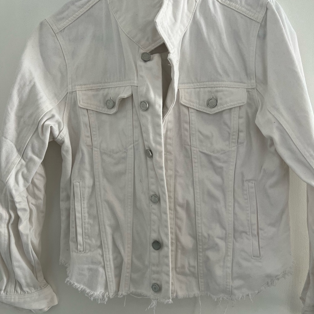 Black NYC white denim jacket